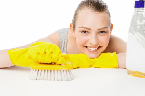 Cleaner reviewing a complaint report